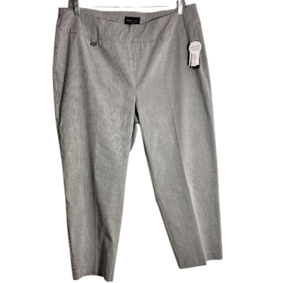 Premise Pants - Premise Gray White Stripe Capri Tummy Control Trousers